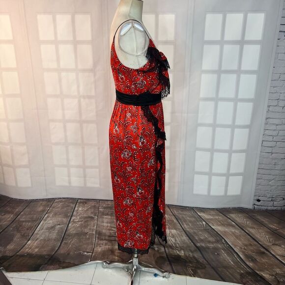 Elegant Red Floral Midi Dress - Picture 9 of 16